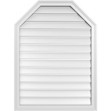 Ekena Millwork Octagonal Top Surface Mount PVC Gable Vent w/ 2"W x 1-1/2"P Brickmould Frame, 30"W x 40"H GVPOT30X4002SF